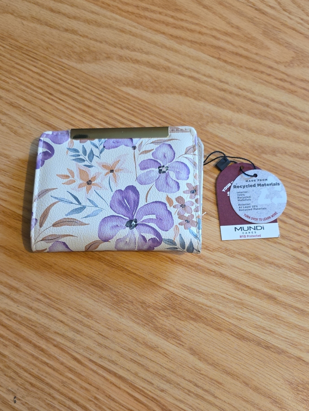 mundi Floral RFID Card Wallet in Purple and Cream